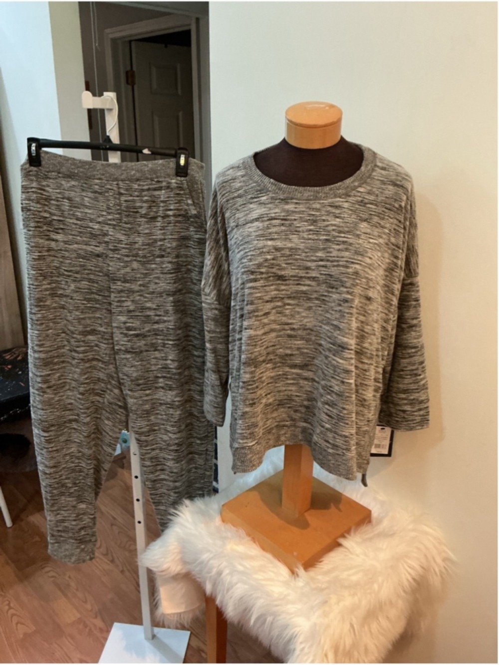 Cuddl Duds Lounge Set 2PC Gray Space Dye Pajama Set Size 2X NWT Cozy Soft - Picture 2 of 14